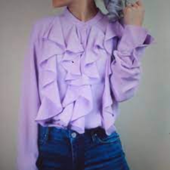 Luxe Moda Lavender Ruffle Blouse - Picture 2 of 6